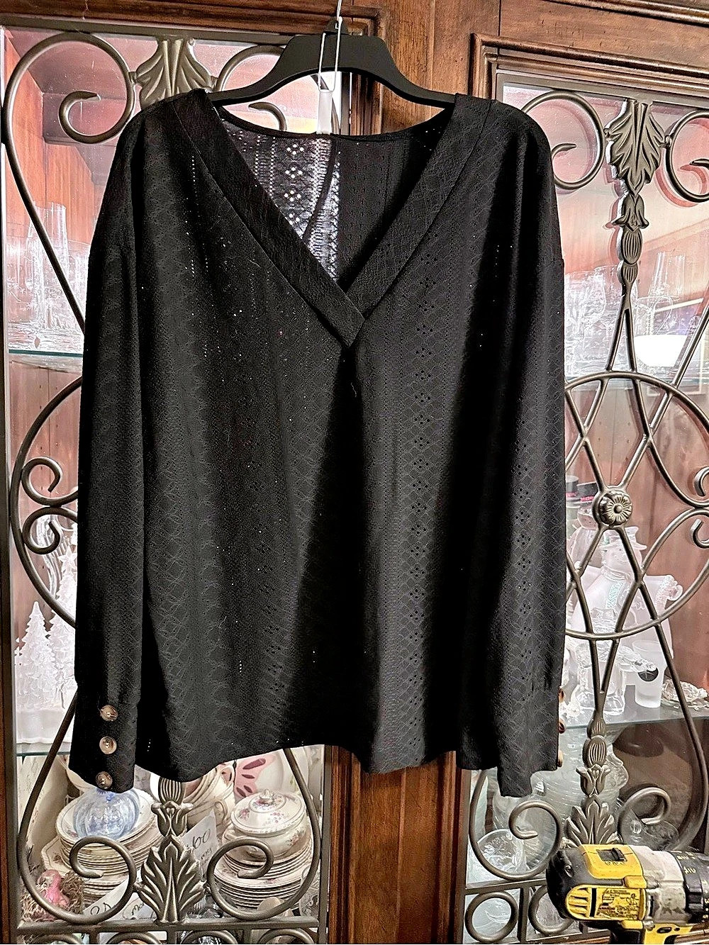 DOKOTOO Black Long Sleeve Blouse Like New